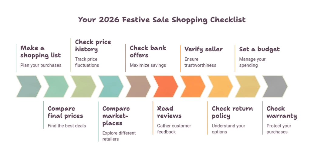 2026 festive sale shopping checklist for Amazon, Flipkart and Myntra shoppers